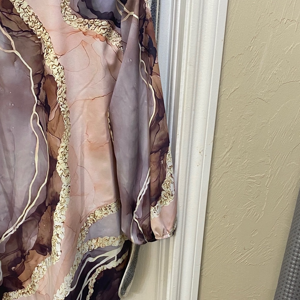 Abstract Patterned Button-Up Blouse - Picture 4 of 4